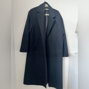 Mango Black Wool Blend Long Coat Size Large